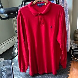 Polo Ralph Lauren Long Sleeve Polo Shirt Red Classic Fit size XXL